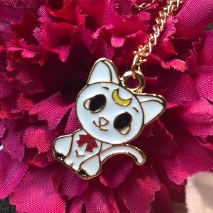 New! Sailor moon cat gold tone necklace